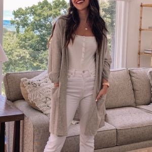 DONNI. Ribbed Oversized Pocket Cardigan